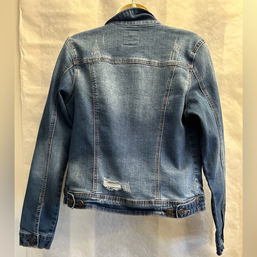 Denim Distressed Jean Jacket by Authentic Denim EN JEAN Collection Sz-M Z12 - Picture 3 of 10
